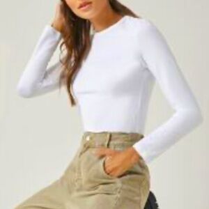 Shein Long sleeve Plain White Top Size M